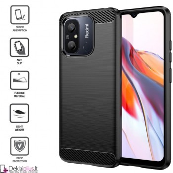 Carbon guminis dėklas - juodas (Xiaomi Redmi 12C/11A/Poco C55) Carbon guminis dėklas - juodas (Xiaomi Redmi 12C/11A/Poco C55)